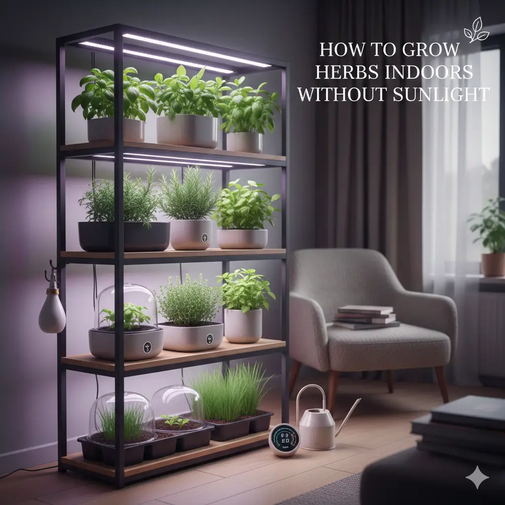 How to Grow Herbs Indoors Without Sunlight