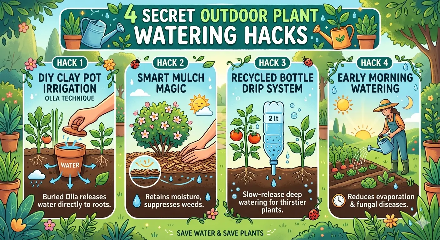 4 Secret Outdoor Plant Watering Hacks