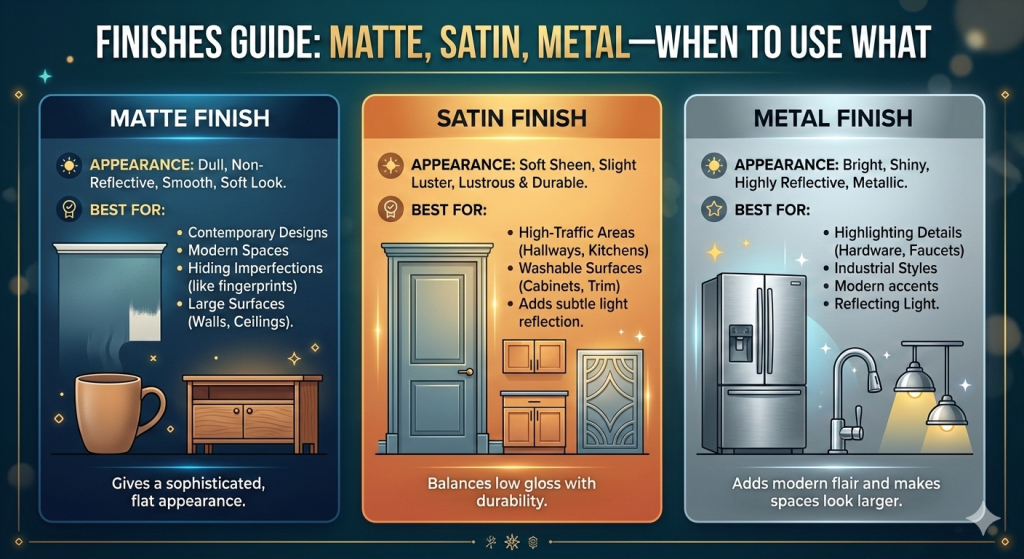 The Complete Finishes Guide Matte Satin and Metal 